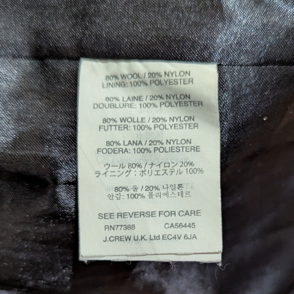 J. Crew Women's 00 Wool Melton Topcoat Coat in Navy Style B3906 - Picture 7 of 8